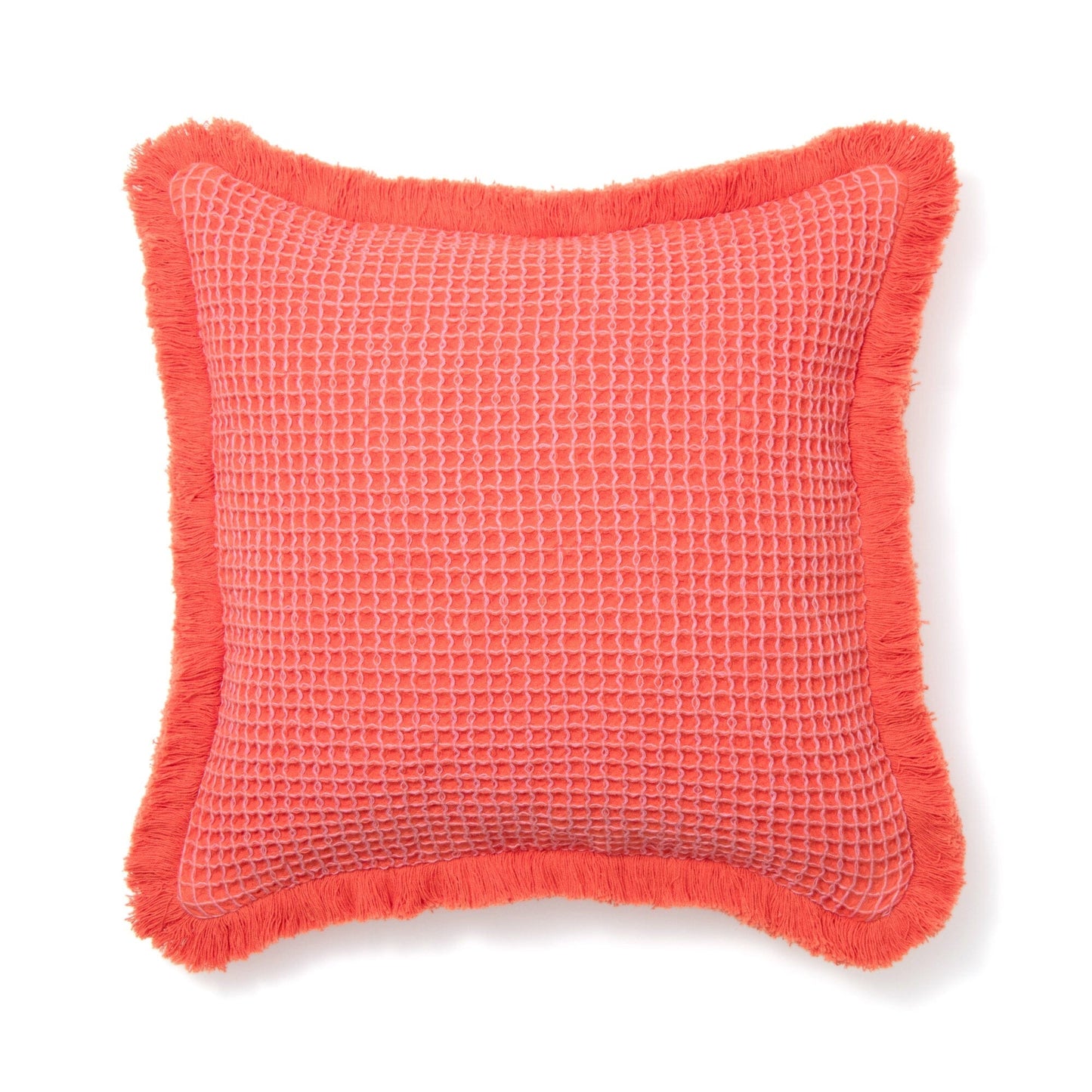 Waffle Fringe Cushion Cover 450 x 450 Orange