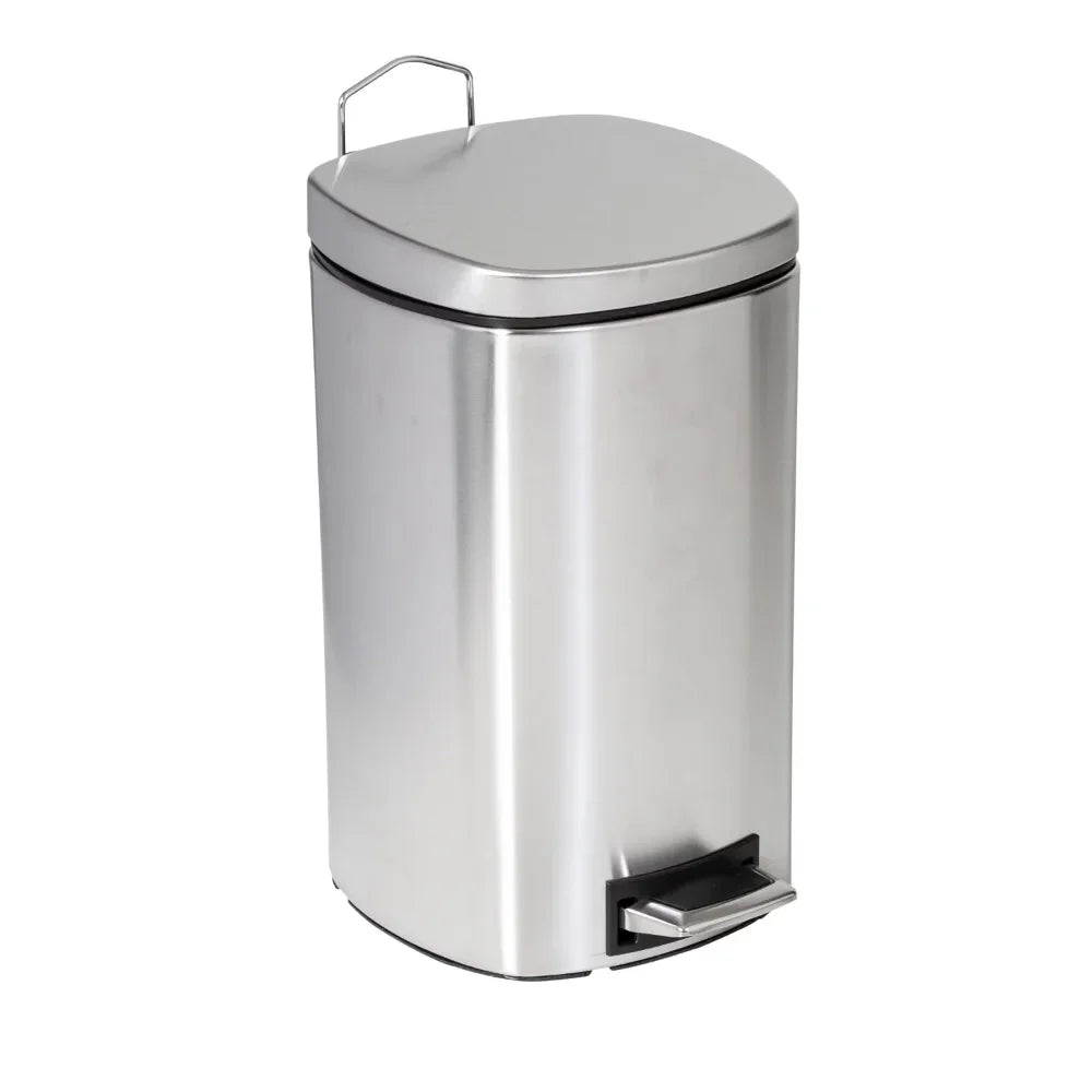 3.1 Gallon Trash Can, Square Step On Bathroom Stainless Steel Household Merchandises Cleaning Tools Acce