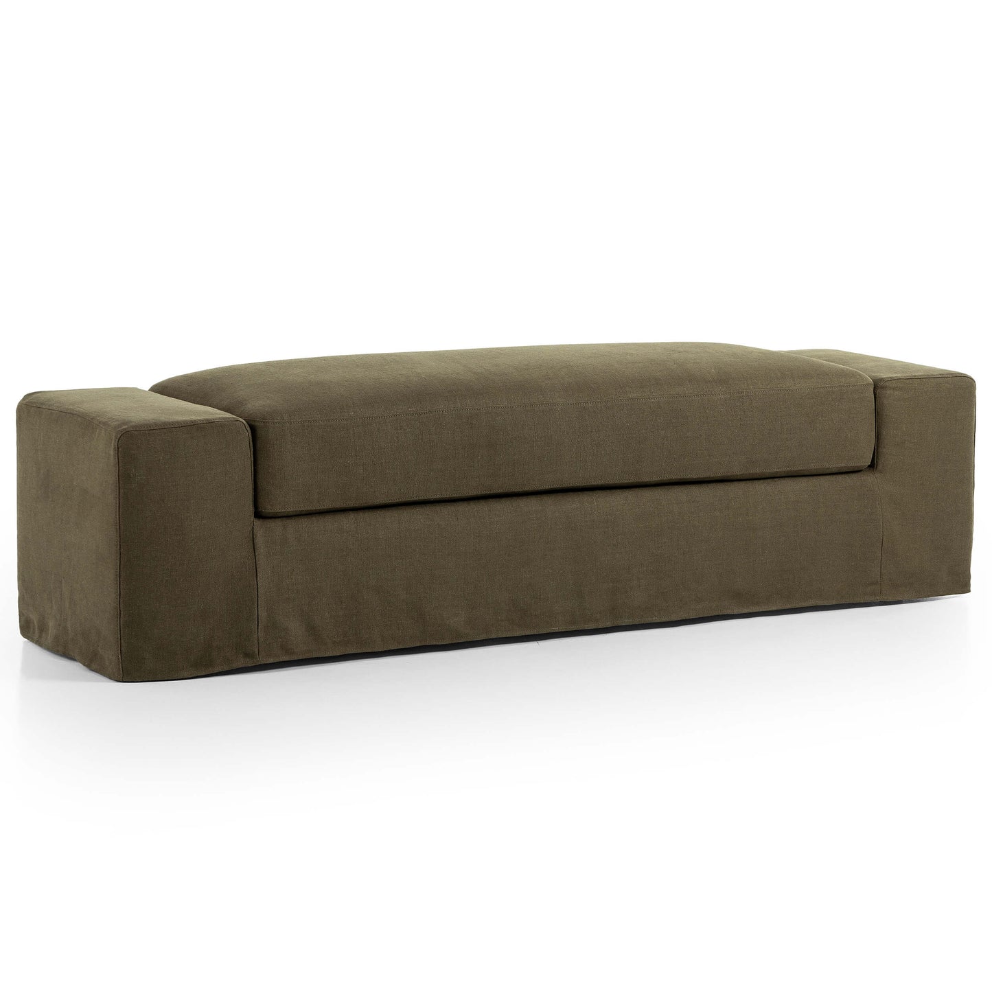 Wide Arm Slipcover Bench, Brussels Coffee