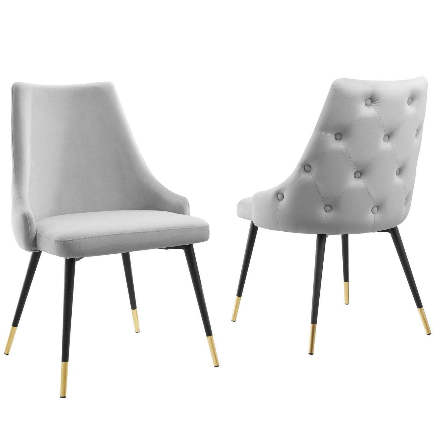 Adorn Dining Side Chair Performance Velvet Set of 2 Light Gray