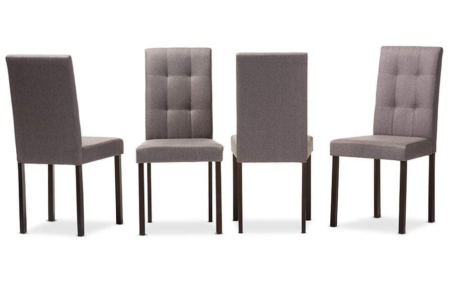 Andrew Modern and Contemporary Grey Fabric Upholstered Grid-tufting Dining Chair (Set of 4)