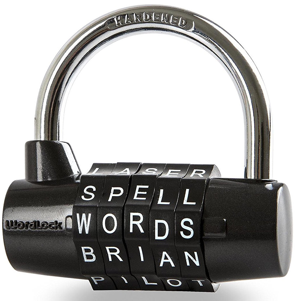 Wordlock Pl-004-Bk 5-Dial Combination Padlock, Black