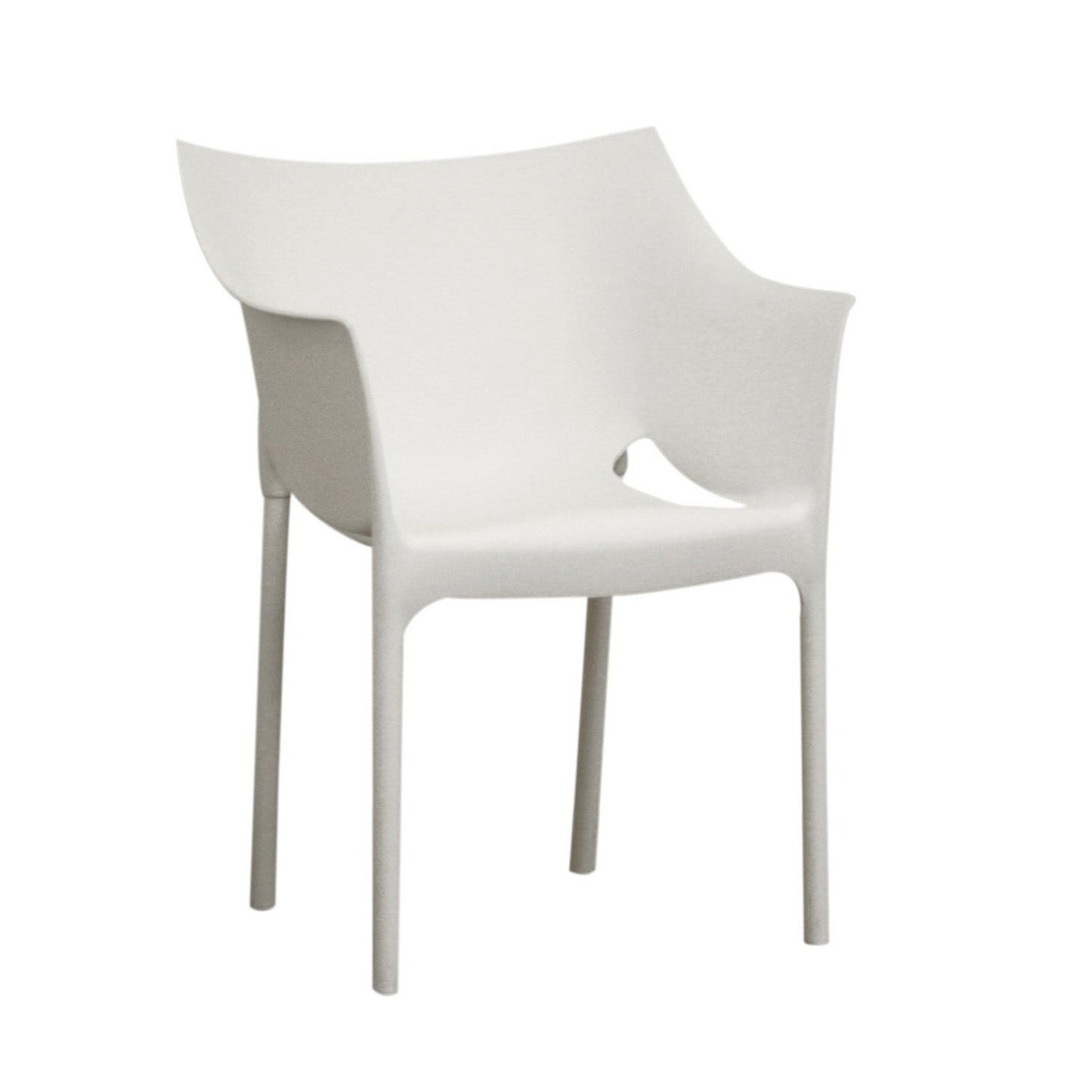 White Molded Plastic Arm Chair (Set of 2)