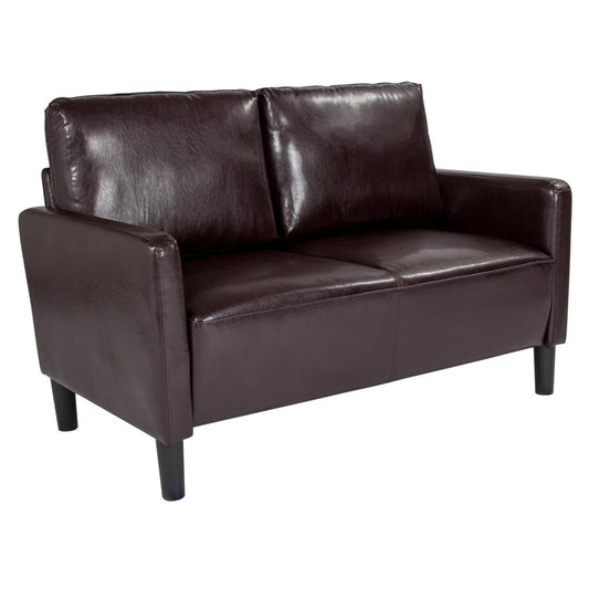Washington Park Upholstered Loveseat in Brown LeatherSoft