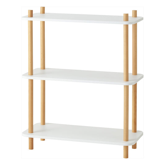 Wood Pole Shelf 3 White X Natural (W650 × D300 × H806)