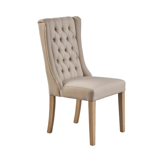Tufted Linen and Oak Dining Chair - Set of 2