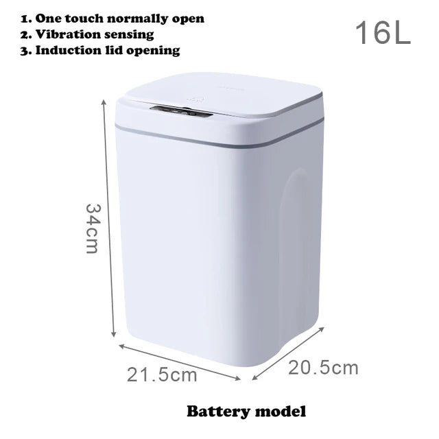 12/14/16L Smart Trash Can Automatic Sensor Dustbin with LED Light for Bathroom Livingroom Large Capacity Kitchen Trash Bin