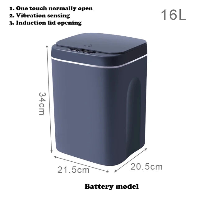 12/14/16L Smart Trash Can Automatic Sensor Dustbin with LED Light for Bathroom Livingroom Large Capacity Kitchen Trash Bin