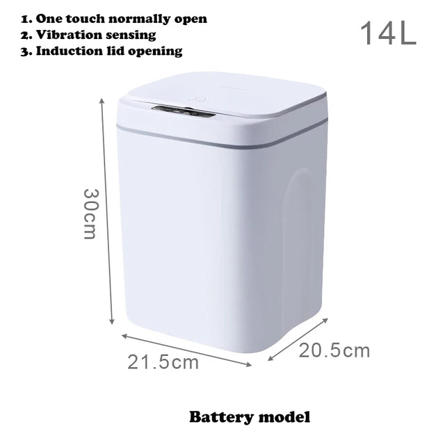 12/14/16L Smart Trash Can Automatic Sensor Dustbin with LED Light for Bathroom Livingroom Large Capacity Kitchen Trash Bin