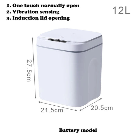 12/14/16L Smart Trash Can Automatic Sensor Dustbin with LED Light for Bathroom Livingroom Large Capacity Kitchen Trash Bin