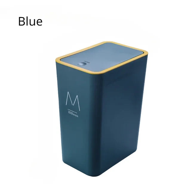15L Trash Bin with Large Lid Household Kitchen Bathroom Press Living Room Bedroom Large Capacity Wastebasket Kitchen Trash Can