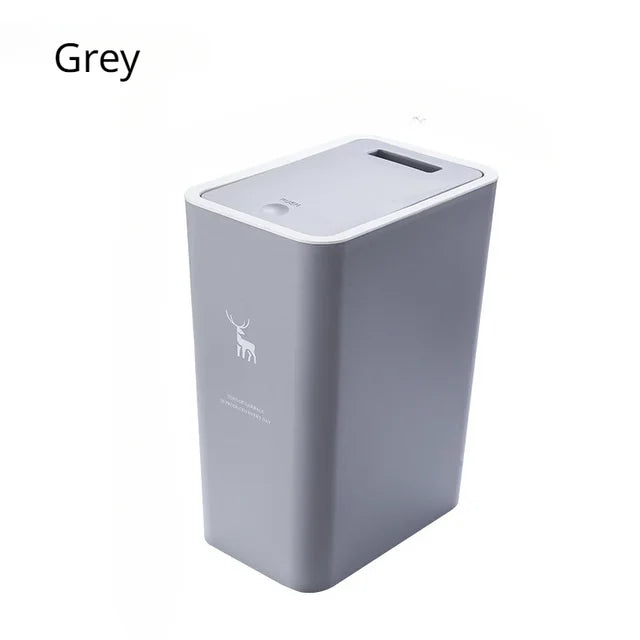 15L Trash Bin with Large Lid Household Kitchen Bathroom Press Living Room Bedroom Large Capacity Wastebasket Kitchen Trash Can