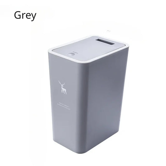 15L Trash Bin with Large Lid Household Kitchen Bathroom Press Living Room Bedroom Large Capacity Wastebasket Kitchen Trash Can