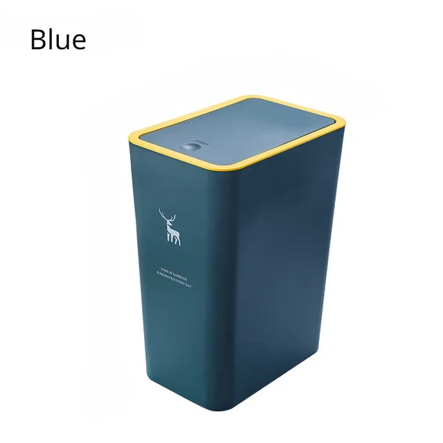 15L Trash Bin with Large Lid Household Kitchen Bathroom Press Living Room Bedroom Large Capacity Wastebasket Kitchen Trash Can