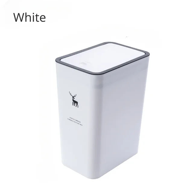 15L Trash Bin with Large Lid Household Kitchen Bathroom Press Living Room Bedroom Large Capacity Wastebasket Kitchen Trash Can