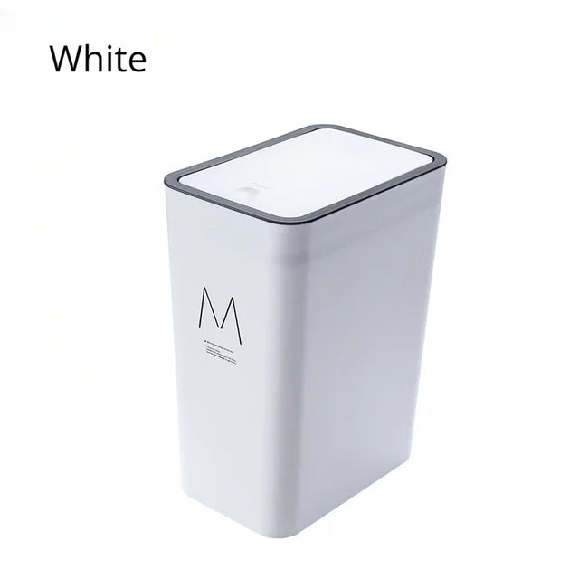 15L Trash Bin with Large Lid Household Kitchen Bathroom Press Living Room Bedroom Large Capacity Wastebasket Kitchen Trash Can