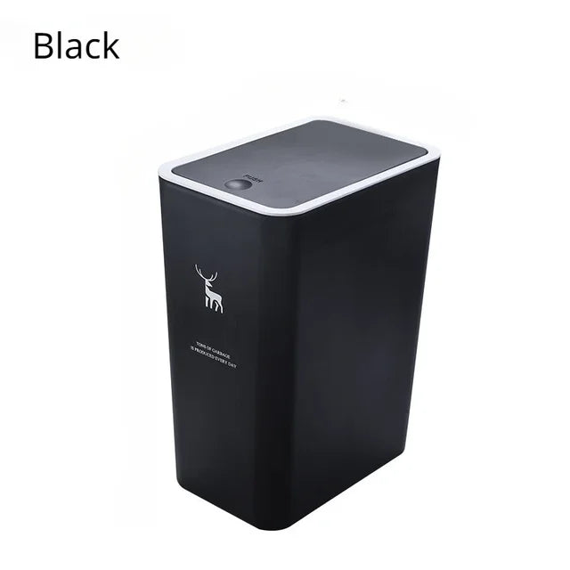 15L Trash Bin with Large Lid Household Kitchen Bathroom Press Living Room Bedroom Large Capacity Wastebasket Kitchen Trash Can