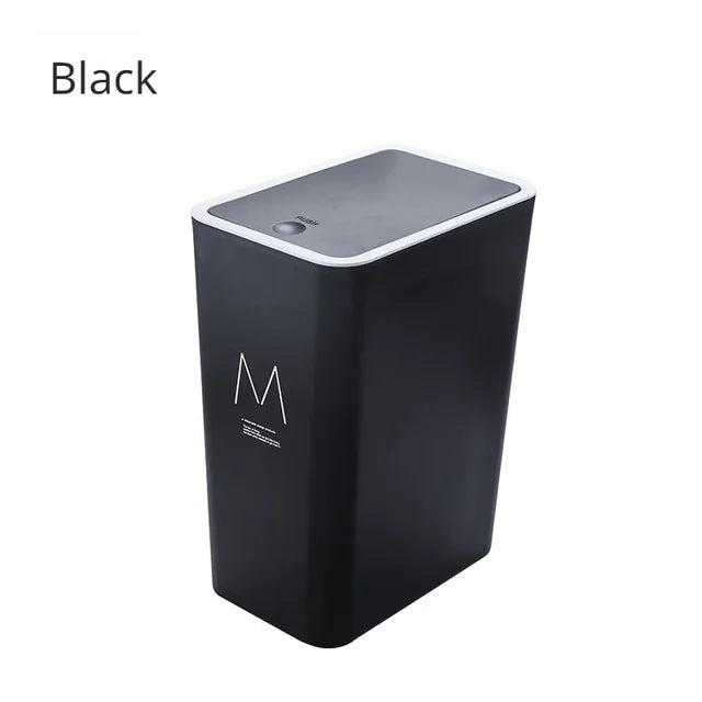 15L Trash Bin with Large Lid Household Kitchen Bathroom Press Living Room Bedroom Large Capacity Wastebasket Kitchen Trash Can