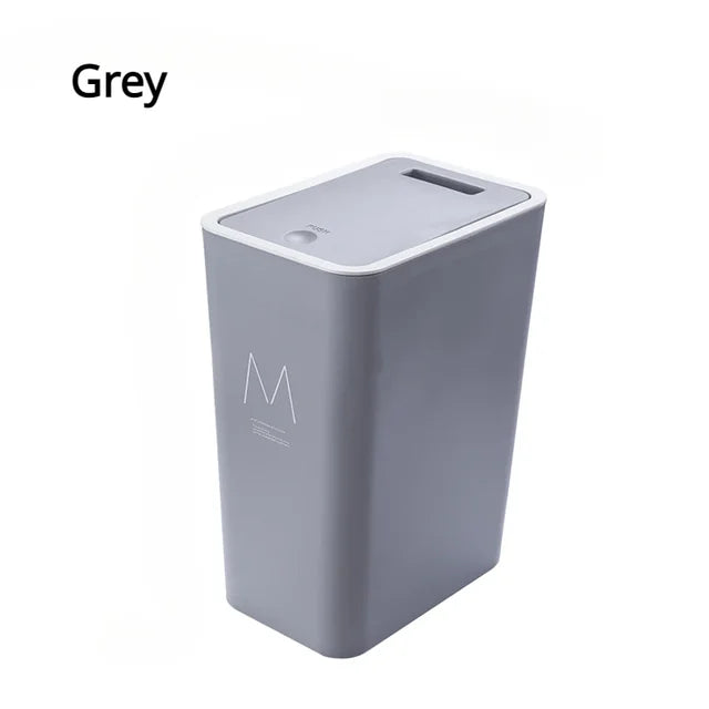 15L Trash Bin with Large Lid Household Kitchen Bathroom Press Living Room Bedroom Large Capacity Wastebasket Kitchen Trash Can