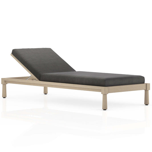 Waller Outdoor Chaise, Charcoal/Washed Brown