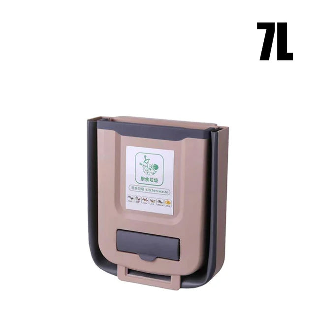 7L/10L Collapsible Trash Can Wall Mounted Slim Trash Can with Trash Bag Container Plastic Hanging Trash Can for Kitchen Bathroom