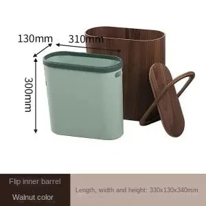 Trash can wooden Nordic covered bedroom high end hotel bathroom toilet creative trash can wastepaper basket