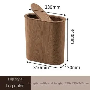 Trash can wooden Nordic covered bedroom high end hotel bathroom toilet creative trash can wastepaper basket