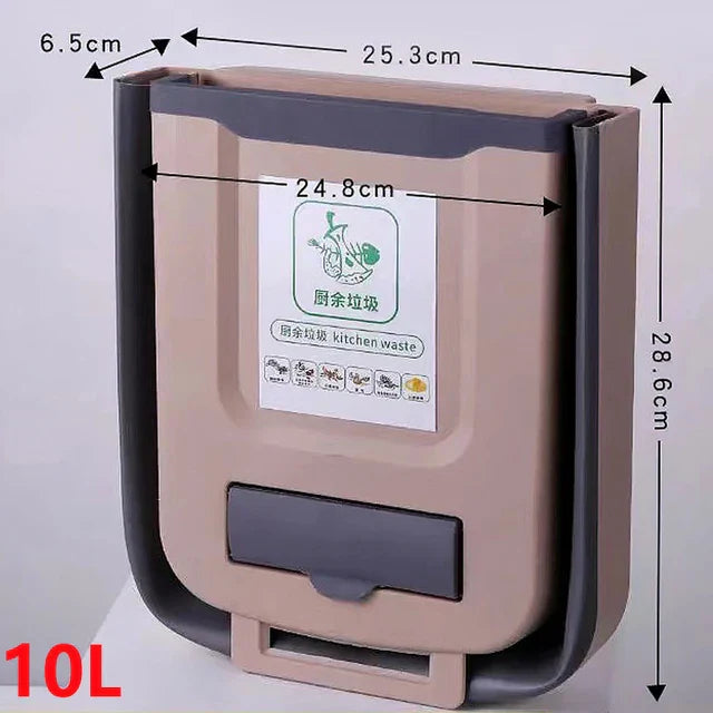 Upgrade 7L /10L Foldable Trash Can For Kitchen Wall Mounted Waste Bin Kitchen Dustbin Cabinet Door Hanging Trash Bin Garbage