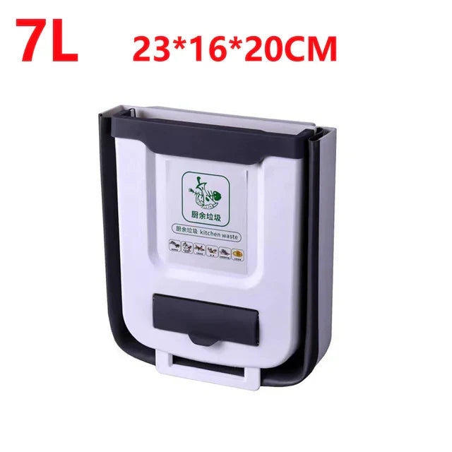 Upgrade 7L /10L Foldable Trash Can For Kitchen Wall Mounted Waste Bin Kitchen Dustbin Cabinet Door Hanging Trash Bin Garbage