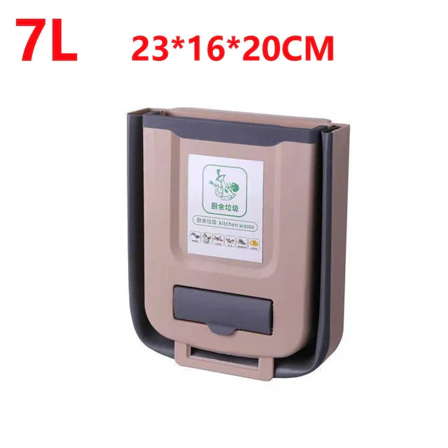 Upgrade 7L /10L Foldable Trash Can For Kitchen Wall Mounted Waste Bin Kitchen Dustbin Cabinet Door Hanging Trash Bin Garbage