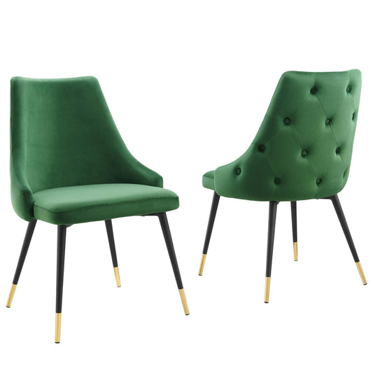 Adorn Dining Side Chair Performance Velvet Set of 2 Emerald