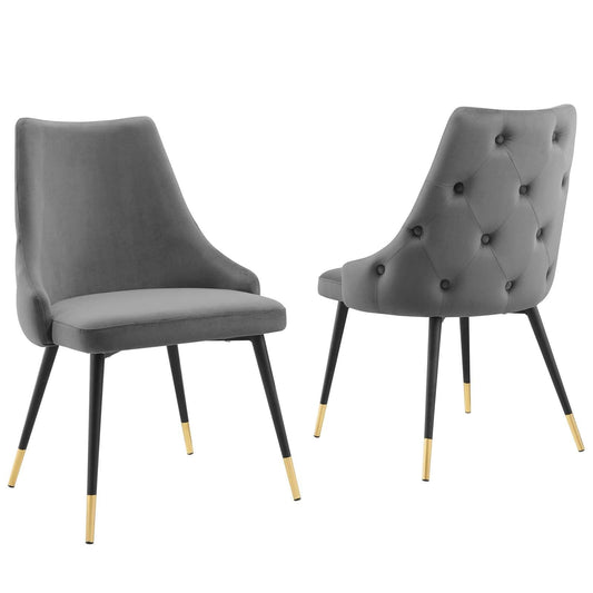 Adorn Dining Side Chair Performance Velvet Set of 2 Gray