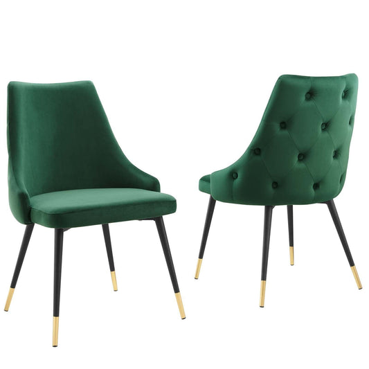 Adorn Dining Side Chair Performance Velvet Set of 2 Green