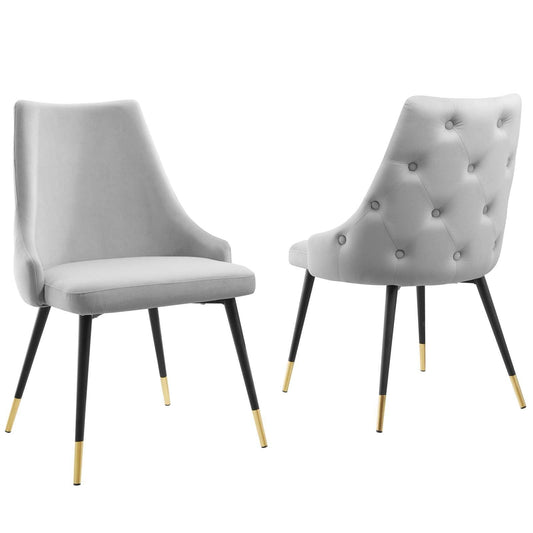 Adorn Dining Side Chair Performance Velvet Set of 2 Light Gray