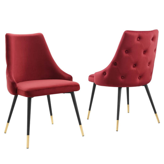 Adorn Dining Side Chair Performance Velvet Set of 2 Maroon