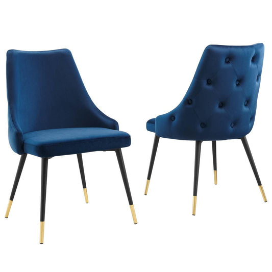 Adorn Dining Side Chair Performance Velvet Set of 2 Navy