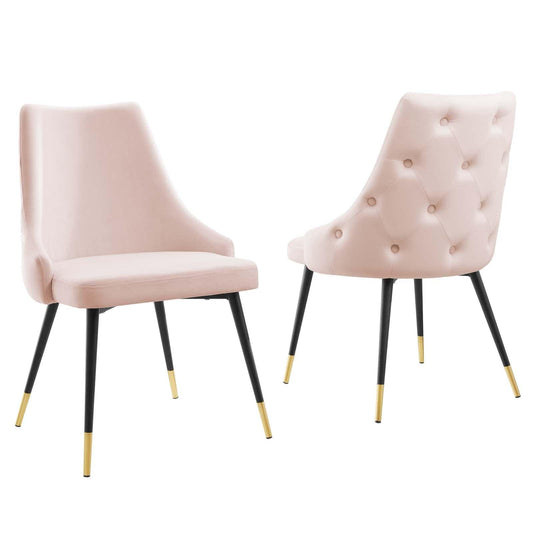 Adorn Dining Side Chair Performance Velvet Set of 2 Pink