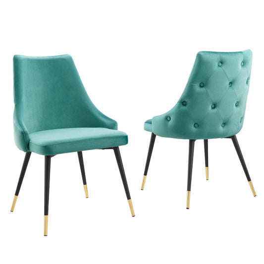 Adorn Dining Side Chair Performance Velvet Set of 2 Teal