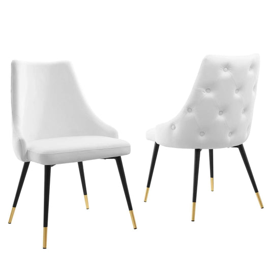 Adorn Dining Side Chair Performance Velvet Set of 2 White