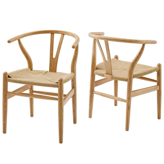 Amish Wood Dining Armchair Set of 2 Natural