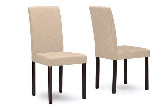 Andrew Contemporary Espresso Wood Beige Fabric Dining Chair (Set of 2)
