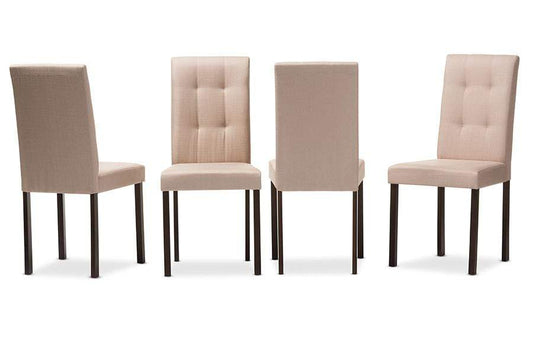 Andrew Modern and Contemporary Beige Fabric Upholstered Grid-tufting Dining Chair (Set of 4)