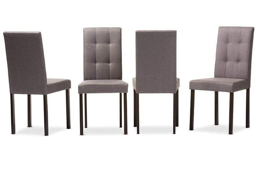 Andrew Modern and Contemporary Grey Fabric Upholstered Grid-tufting Dining Chair (Set of 4)