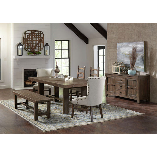 (D857-43) Harbor Landing - Ladder Back Side Chair (2/Carton) - Rustic Smokehouse Brown