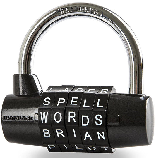 Wordlock Pl-004-Bk 5-Dial Combination Padlock, Black