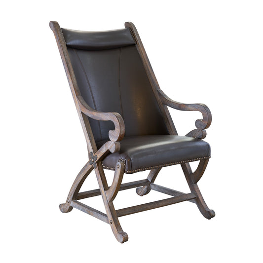 (L820) Hunter Chair and Ottoman- Wire Brushed Grey