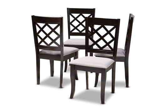Verner Modern and Contemporary Grey Fabric Upholstered Espresso Brown Finished Wood Dining Chair Set of 4