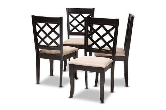 Verner Modern and Contemporary Sand Fabric Upholstered Espresso Brown Finished Wood Dining Chair Set of 4
