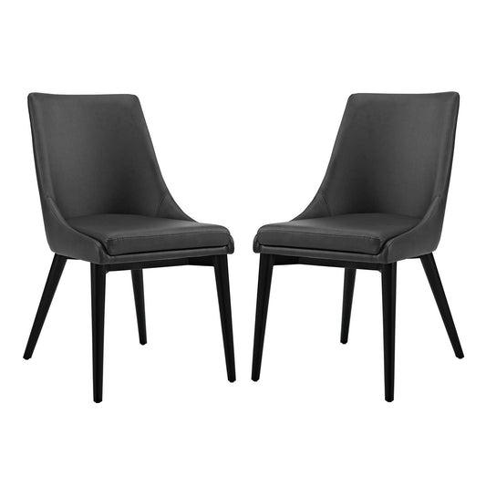 Viscount Dining Side Chair Vinyl Set of 2 Black