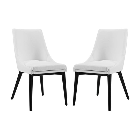 Viscount Dining Side Chair Vinyl Set of 2 White